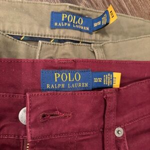 2 pairs of Polo by Ralph Lauren Men's Bootcut Jeans - Red and Olive 32x32